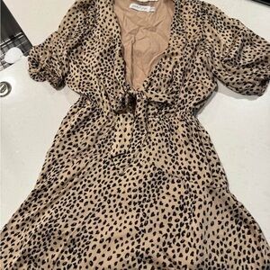Petal & Pup Tan and Black Leopard Print Mini Dress